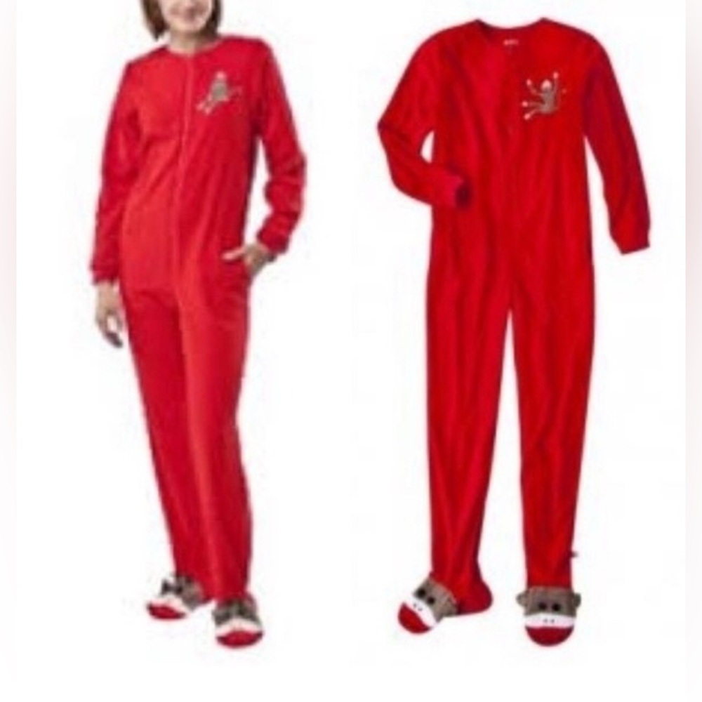 Nick & Nora Vibrant‎ Red Sock Monkey Onesie